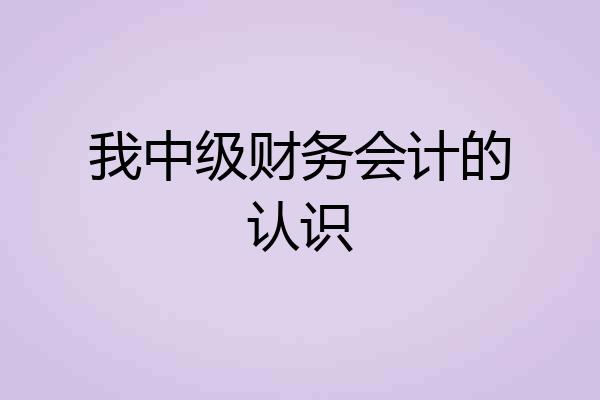 我中级财务会计的认识
