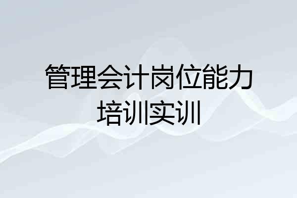 管理会计岗位能力培训实训
