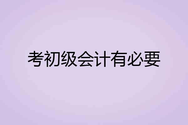 考初级会计有必要