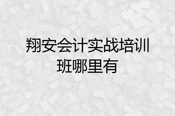 翔安会计实战培训班哪里有