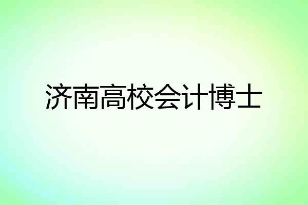 济南高校会计博士