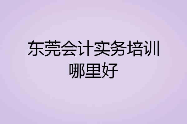 东莞会计实务培训哪里好