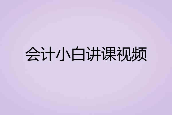 会计小白讲课视频