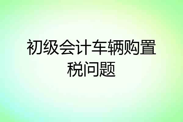 初级会计车辆购置税问题