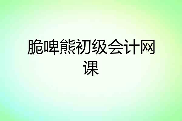 脆啤熊初级会计网课