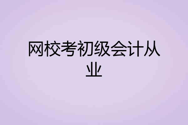 网校考初级会计从业
