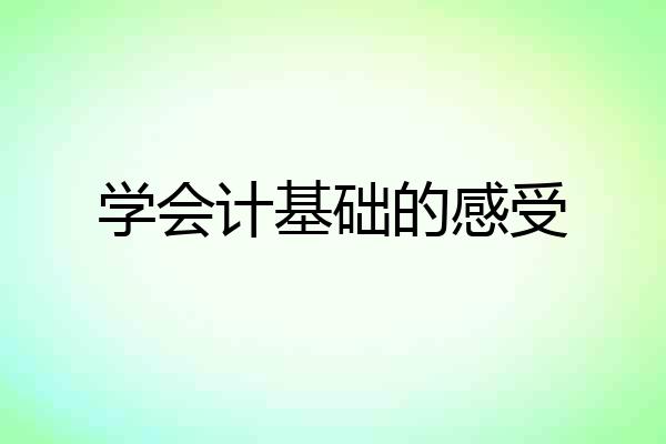 学会计基础的感受