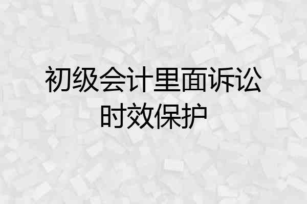 初级会计里面诉讼时效保护