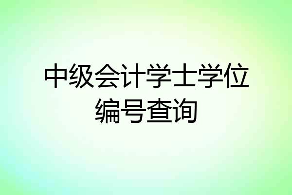 中级会计学士学位编号查询