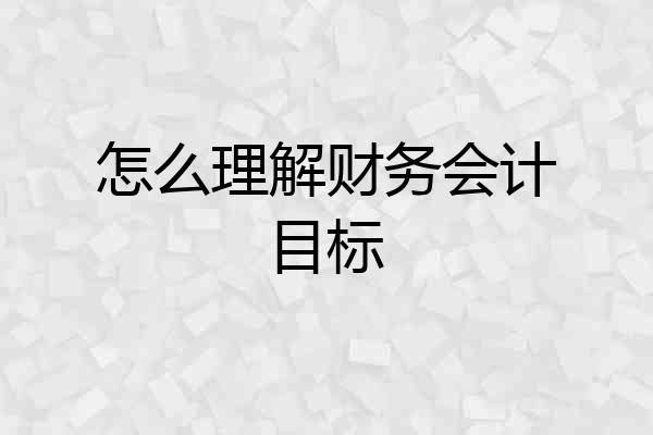 怎么理解财务会计目标