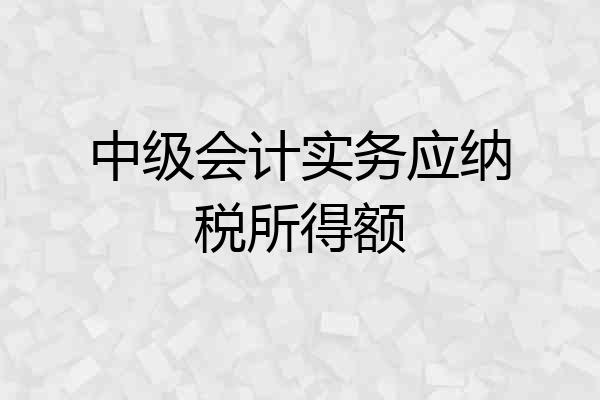 中级会计实务应纳税所得额