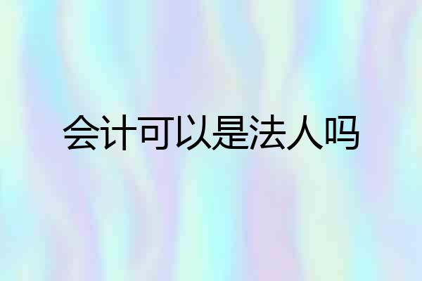 会计可以是法人吗