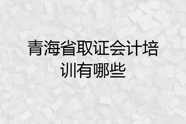 青海省取证会计培训有哪些