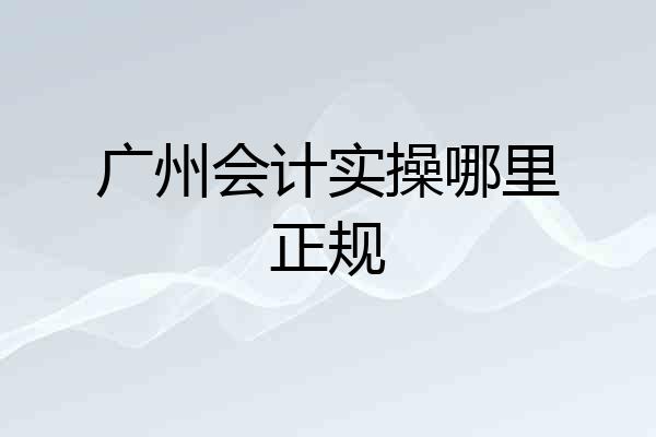广州会计实操哪里正规