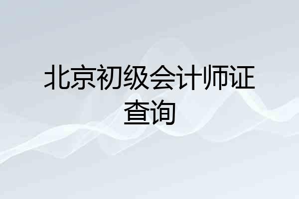 北京初级会计师证查询