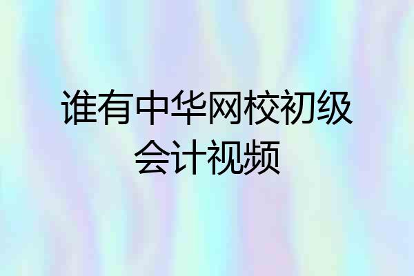 谁有中华网校初级会计视频