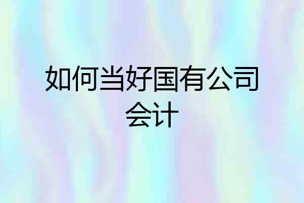 如何当好国有公司会计