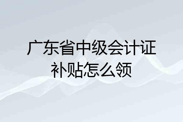 广东省中级会计证补贴怎么领