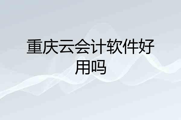 重庆云会计软件好用吗