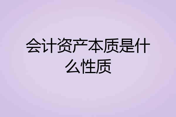 会计资产本质是什么性质