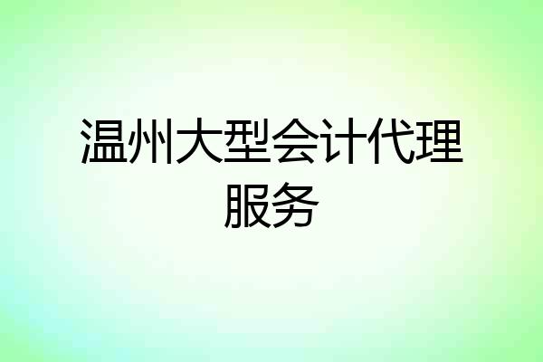 温州大型会计代理服务