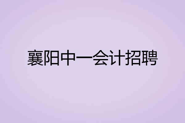 襄阳中一会计招聘