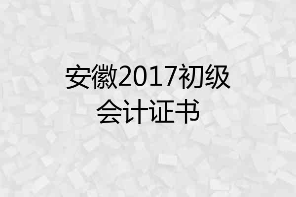 安徽2017初级会计证书