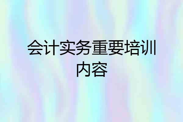 会计实务重要培训内容