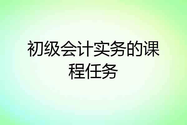 初级会计实务的课程任务