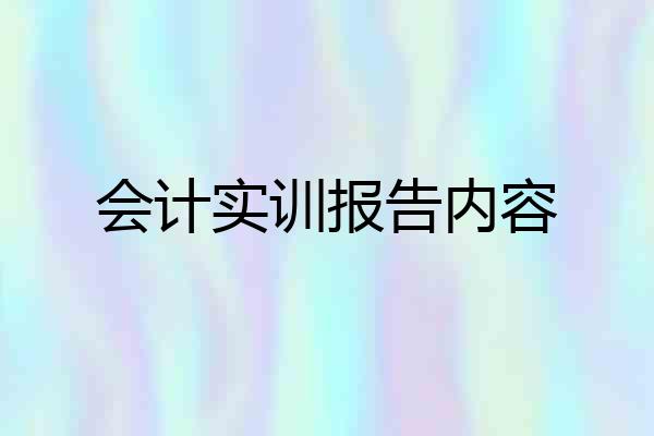 会计实训报告内容