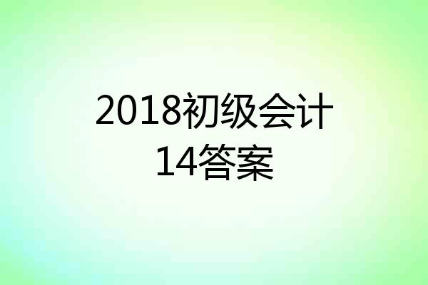 2018初级会计14答案