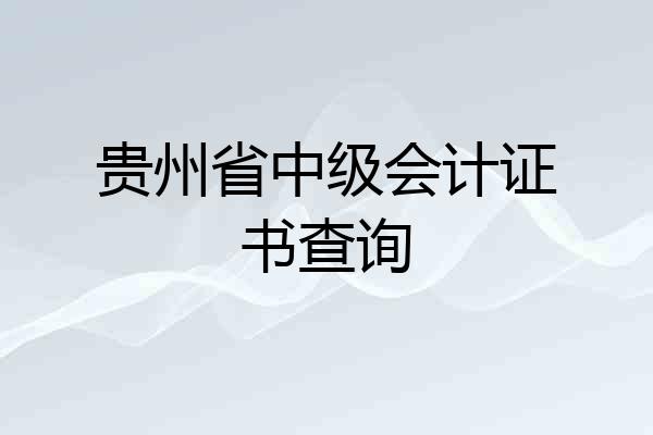 贵州省中级会计证书查询
