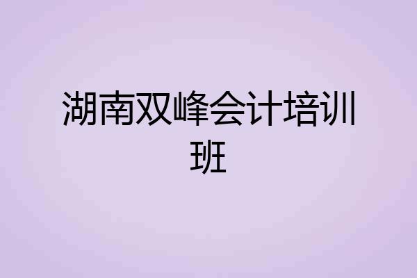湖南双峰会计培训班