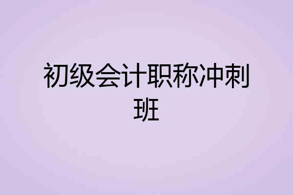 初级会计职称冲刺班
