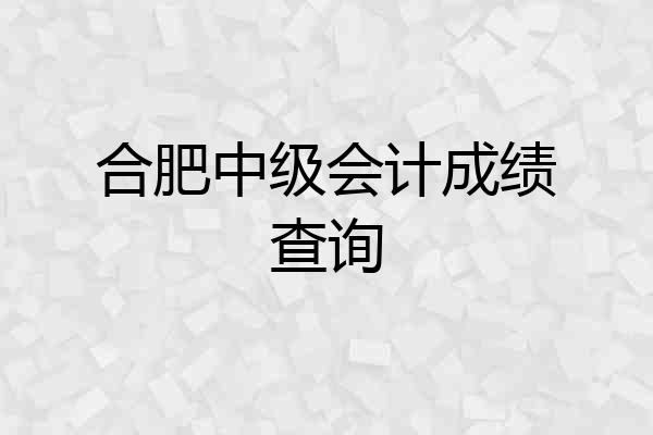 合肥中级会计成绩查询