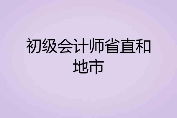 初级会计师省直和地市