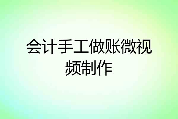 会计手工做账微视频制作