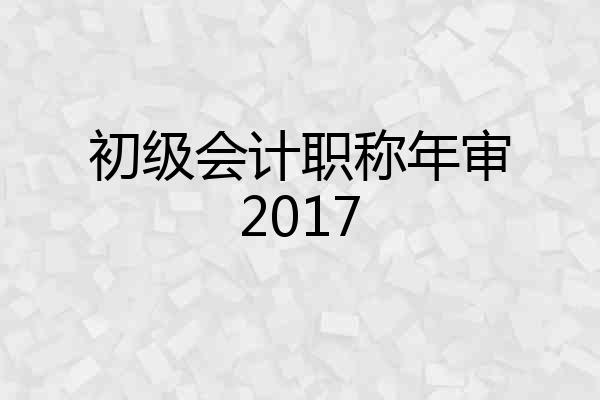 初级会计职称年审2017