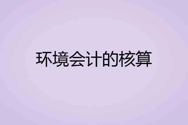 环境会计的核算