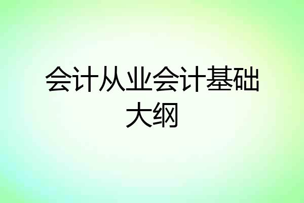 会计从业会计基础大纲