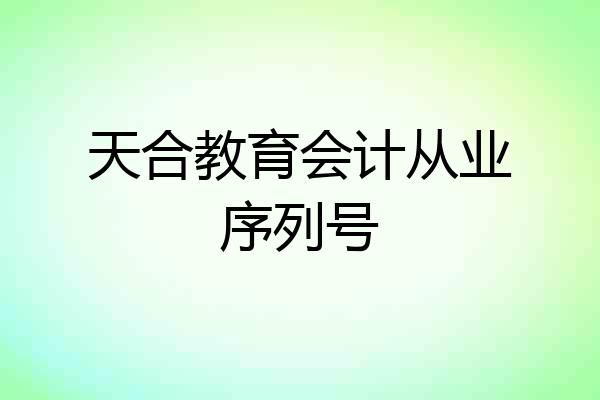 天合教育会计从业序列号