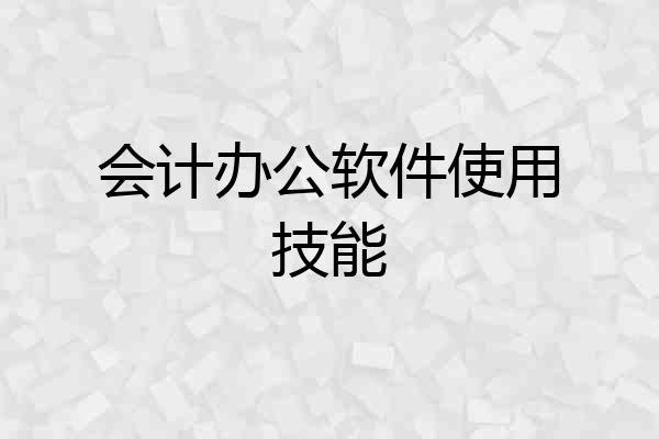 会计办公软件使用技能