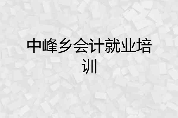 中峰乡会计就业培训