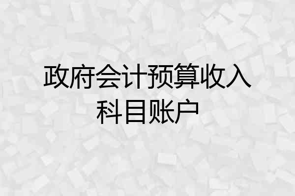 政府会计预算收入科目账户