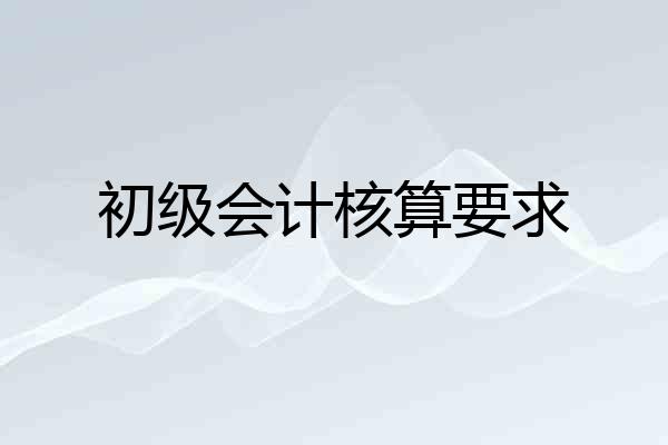 初级会计核算要求