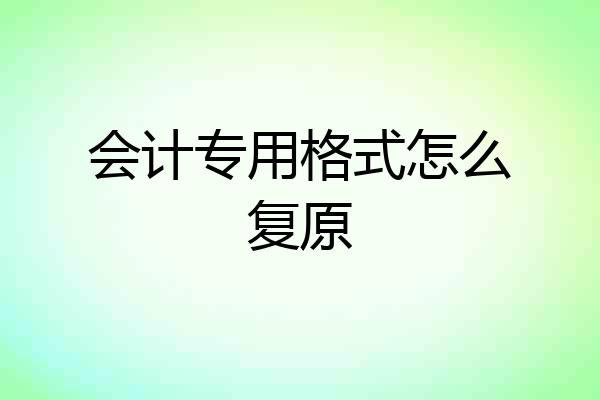 会计专用格式怎么复原