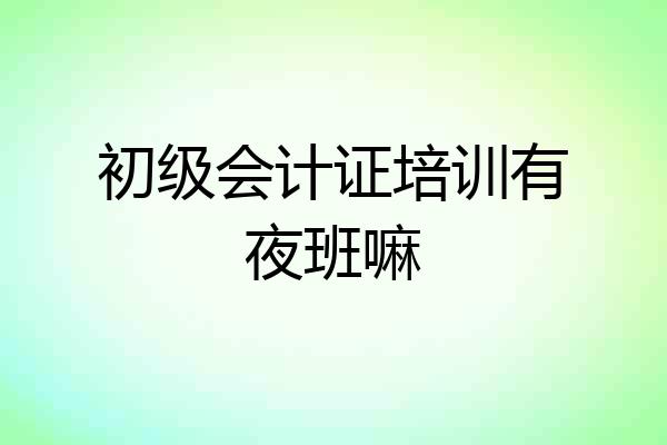 初级会计证培训有夜班嘛