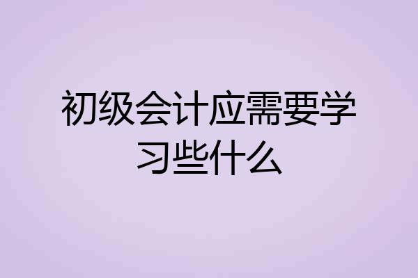 初级会计应需要学习些什么