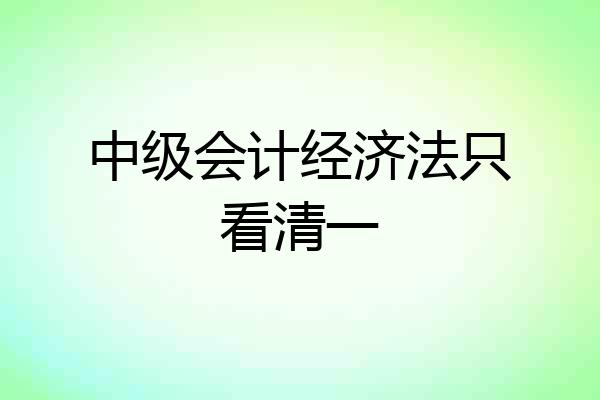 中级会计经济法只看清一