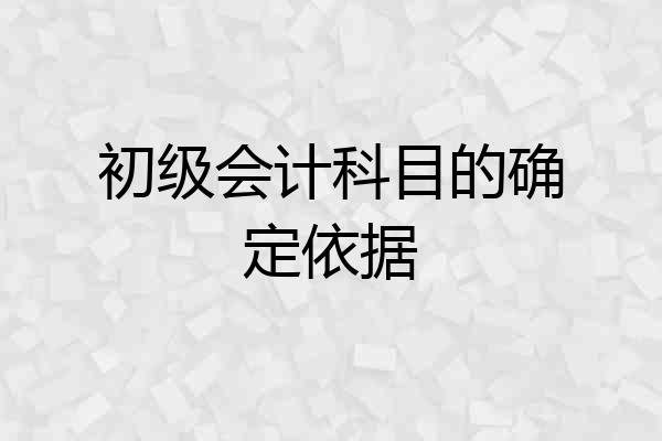 初级会计科目的确定依据